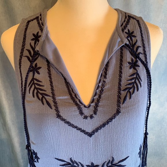 BLUE/NAVY BLUE SIZE SM SLEEVELESS KNEELENGTH DRESS - Picture 3 of 9